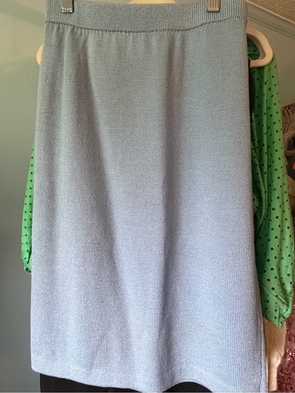 St. John Collection pale blue skirt by Marie Gray classic wool mix iconic